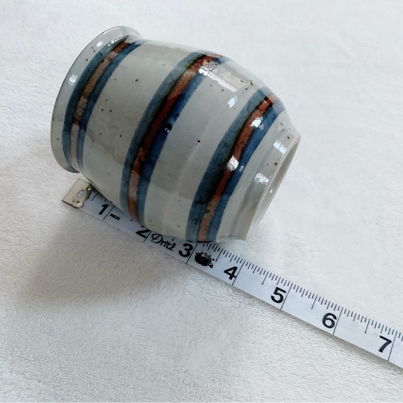 Handmade Studio Art Pottery Glazed Speckled Stripe Coffee Tea Mug - Picture 8 of 9